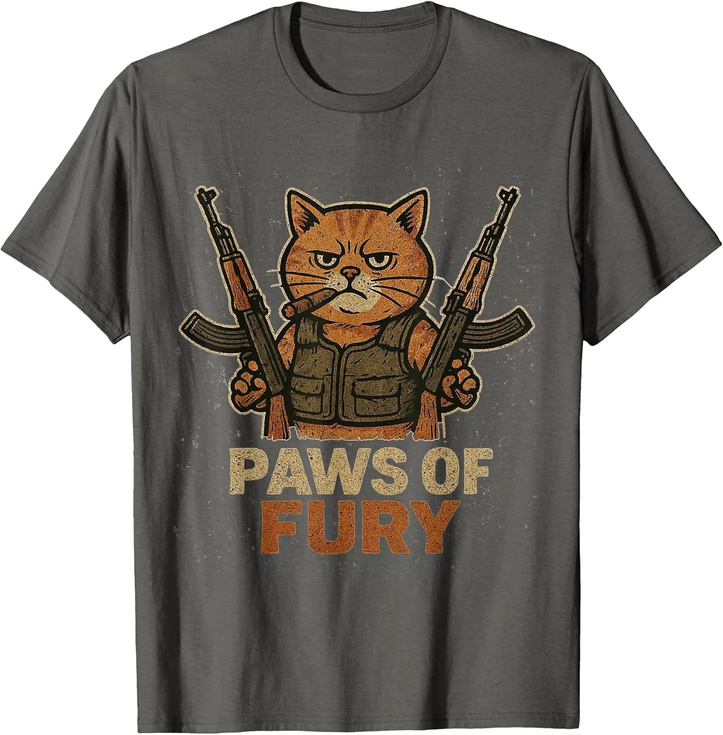Funny Army Cat with Gun Soldier Fighter Kitty Paws of Fury