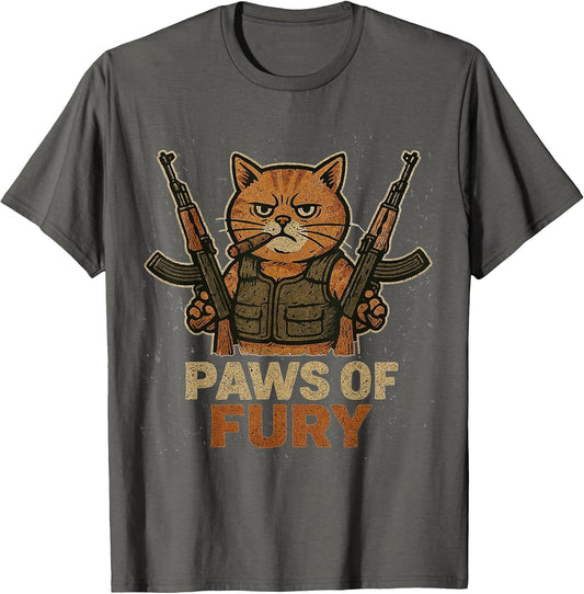 Funny Army Cat with Gun Soldier Fighter Kitty Paws of Fury
