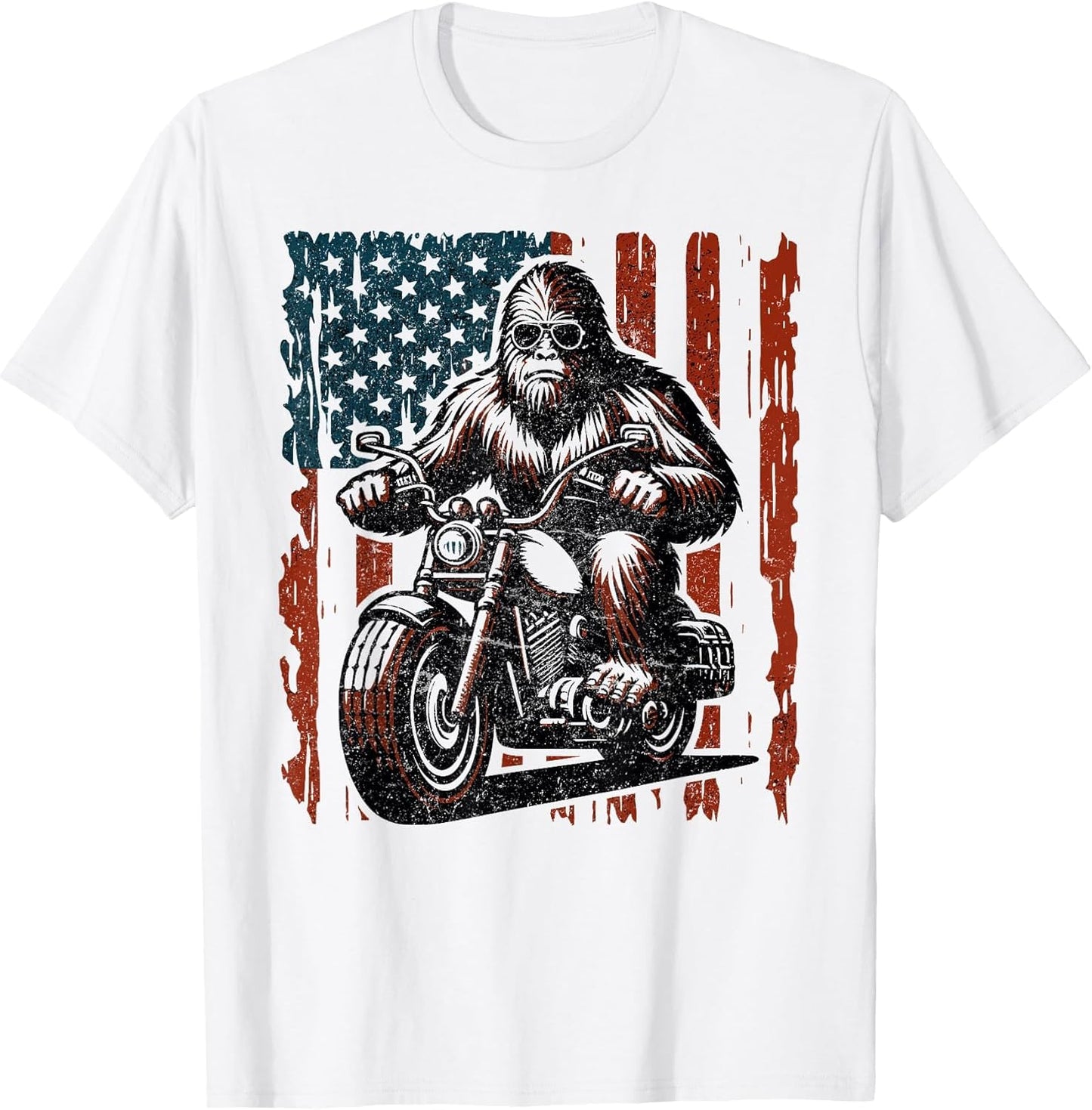 Bigfoot Motorcycle Lovers American Flag Motorcycle Rider