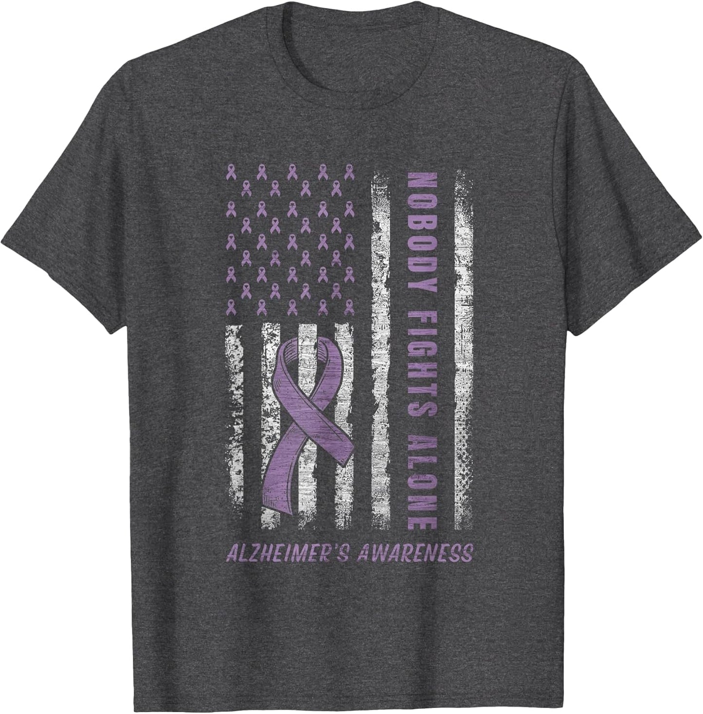 Purple Ribbon USA Flag Alzheimers Awareness
