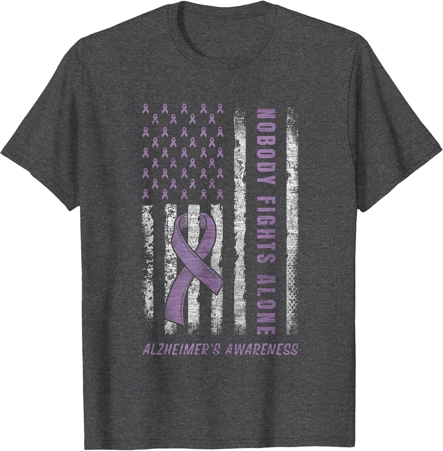 Purple Ribbon USA Flag Alzheimers Awareness