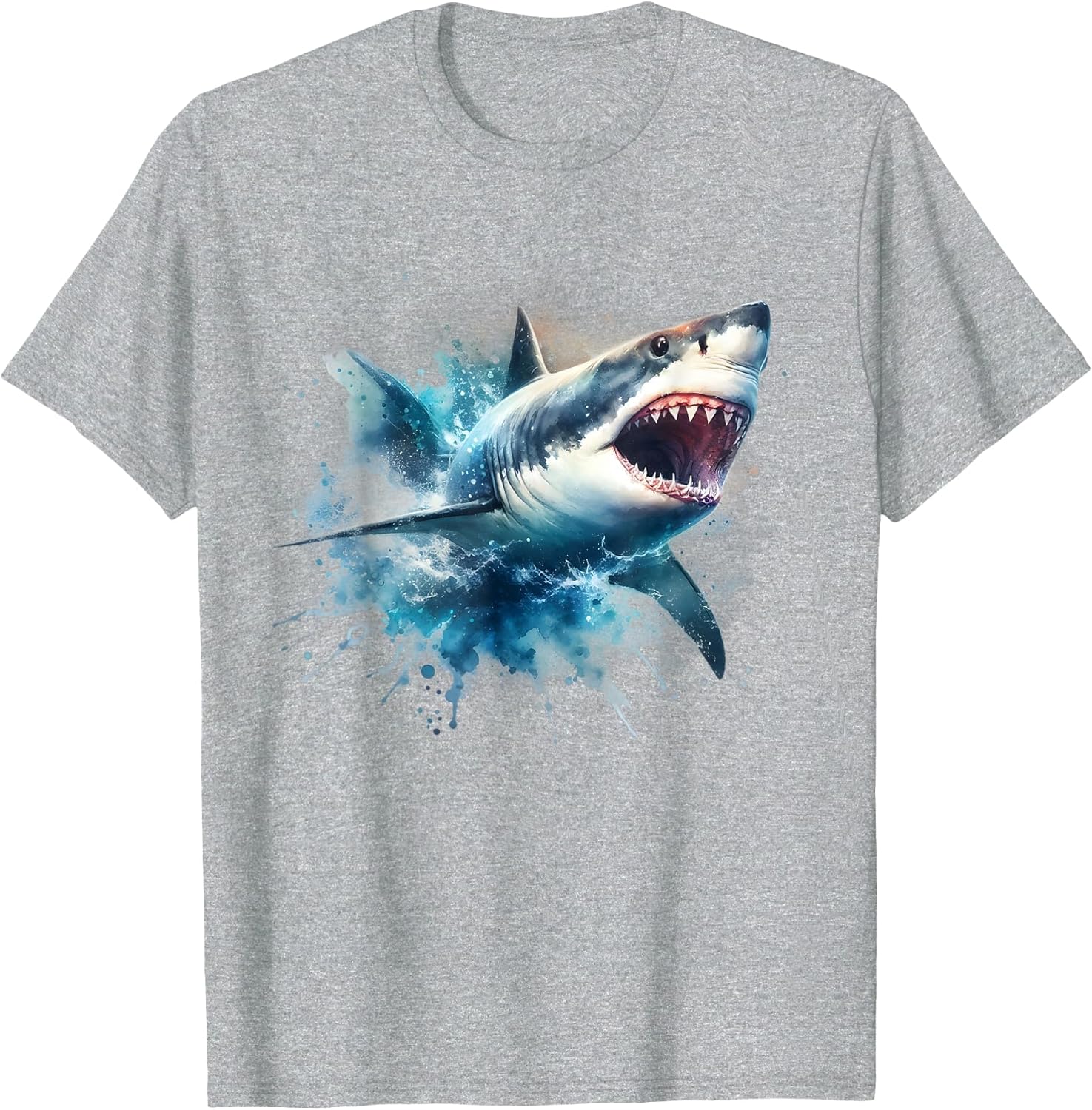 Cool Watercolor Great White Shark Open Jaw