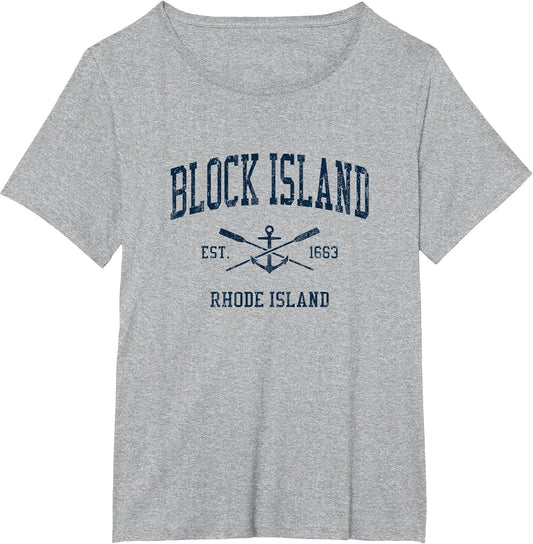 Block Island RI Vintage Navy Crossed Oars & Boat Anchor