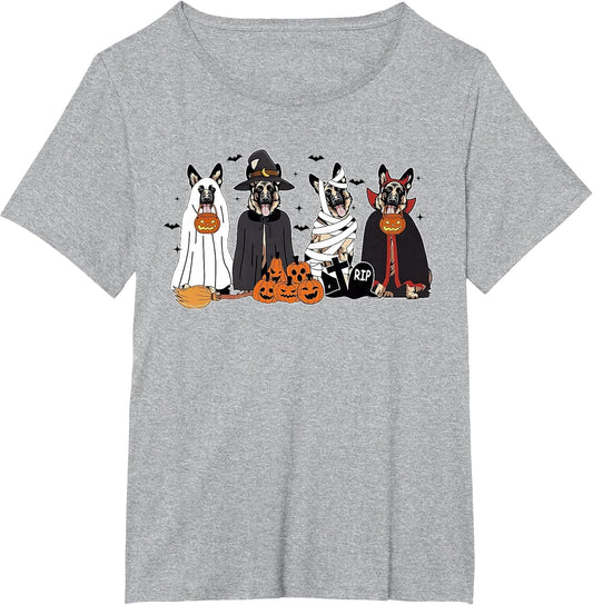 Funny German Shepherd Dogs Dressed As Ghost Spooky Halloween