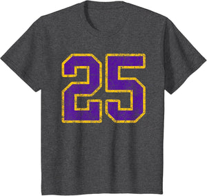 Purple Gold Number 25 Jersey Player Uniform #25 Grunge