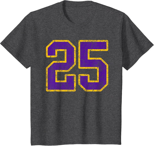 Purple Gold Number 25 Jersey Player Uniform #25 Grunge