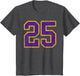 Purple Gold Number 25 Jersey Player Uniform #25 Grunge