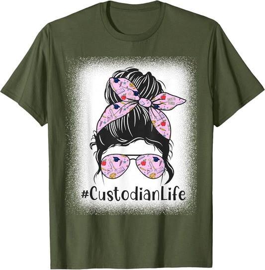 School Custodian Life Messy Bun Funny Appreciation Women