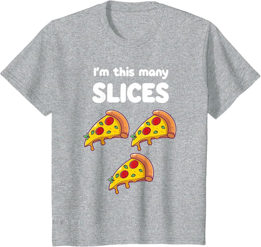 Cute Pizza 3rd Birthday I'm This Many Slices 3-Year-Old