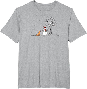 Peaceful Winter Scene Snowman and Dog