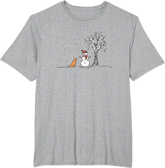 Peaceful Winter Scene Snowman and Dog