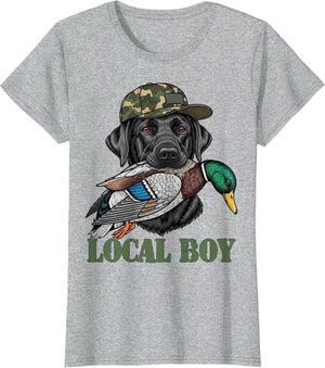 Local Boy Duck Hunting Black Lab Labrador Retriever Dog