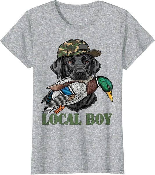 Local Boy Duck Hunting Black Lab Labrador Retriever Dog
