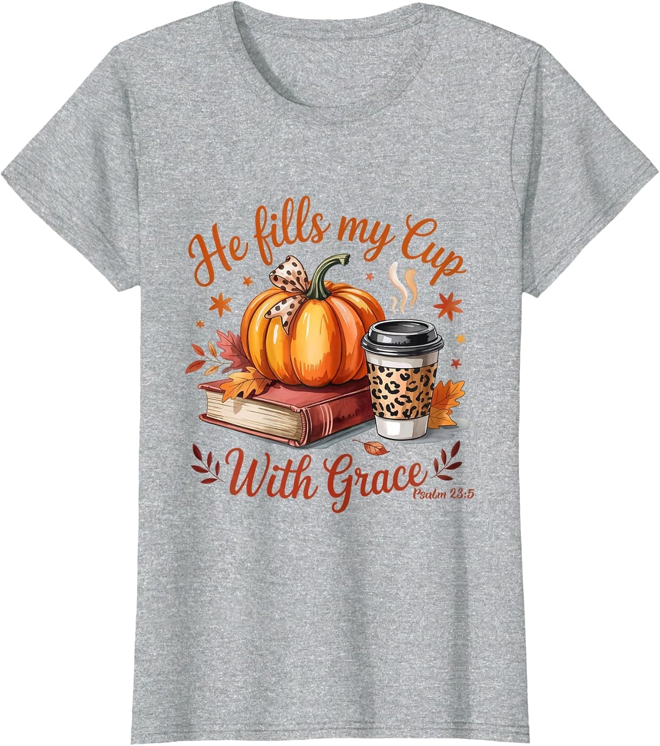 He Fills My Cup with Grace Fall Coffee Pumpkin Christian