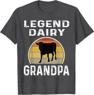 Legend Dairy Grandpa Retro Sunset Cow Farming Funny Cattle