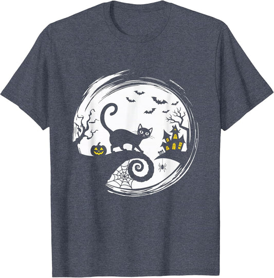 Halloween Cat Pumpkin Bats Spooky Black Cat
