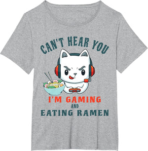 Cat Video Gamer - Can't Hear You I'm Gaming and Eating Ramen