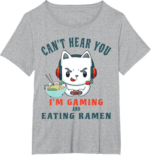 Cat Video Gamer - Can't Hear You I'm Gaming and Eating Ramen