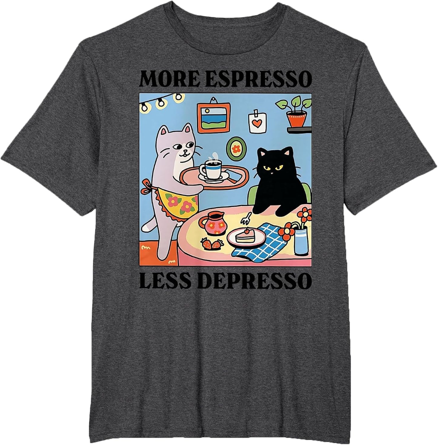 Funny Coffee Lover with Cute Cat More Espresso Less Depresso