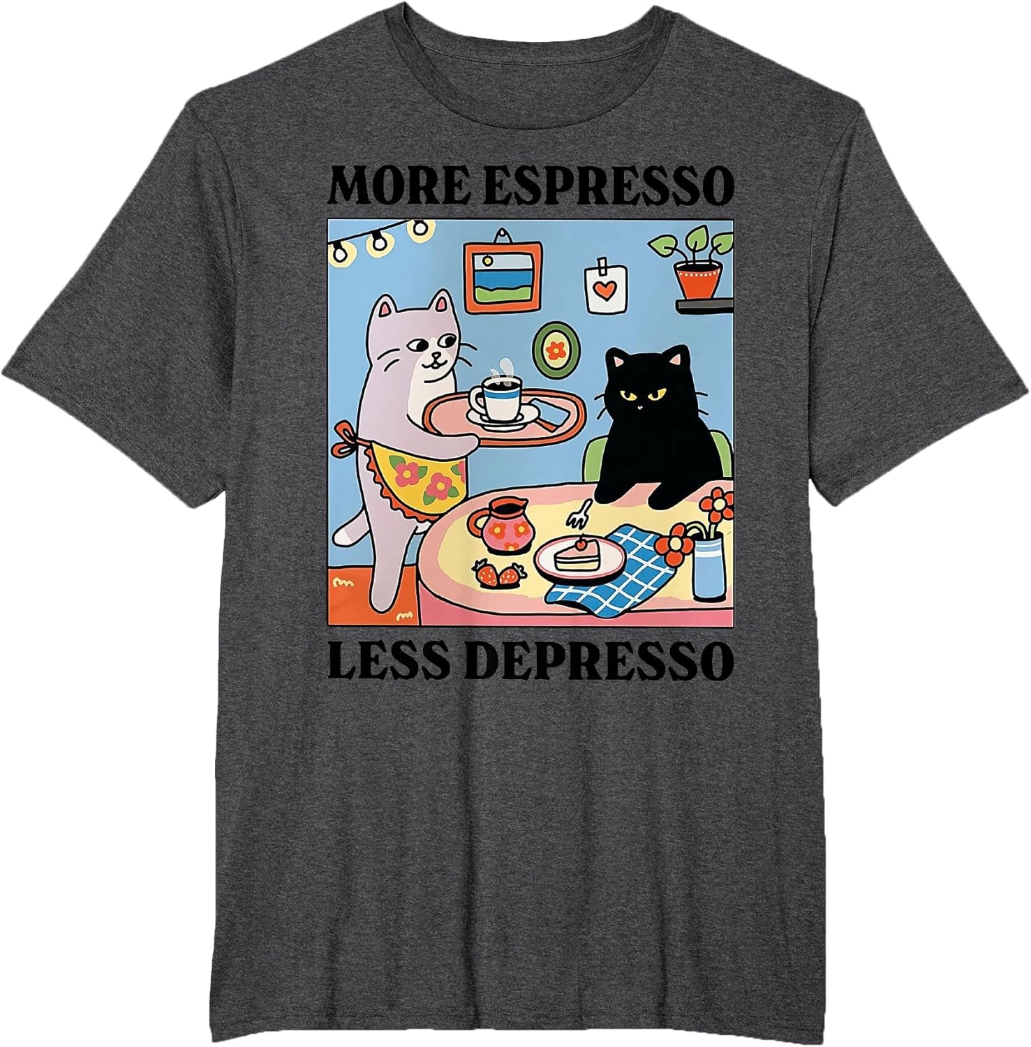 Funny Coffee Lover with Cute Cat More Espresso Less Depresso