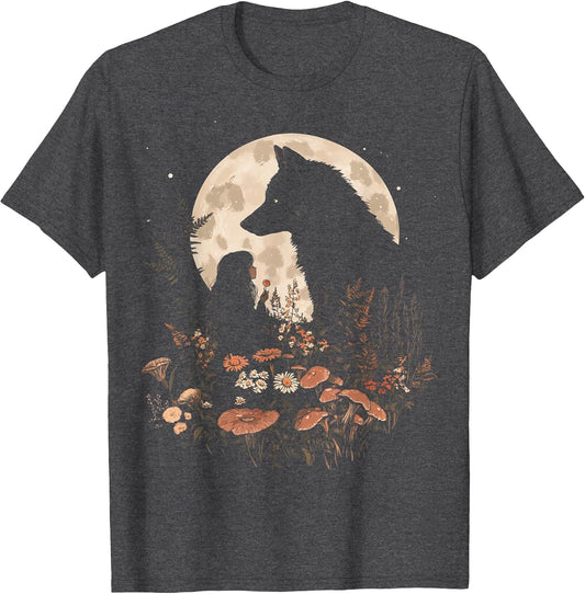 Dark Cottagecore Mushroom Girl and Wolf Women's