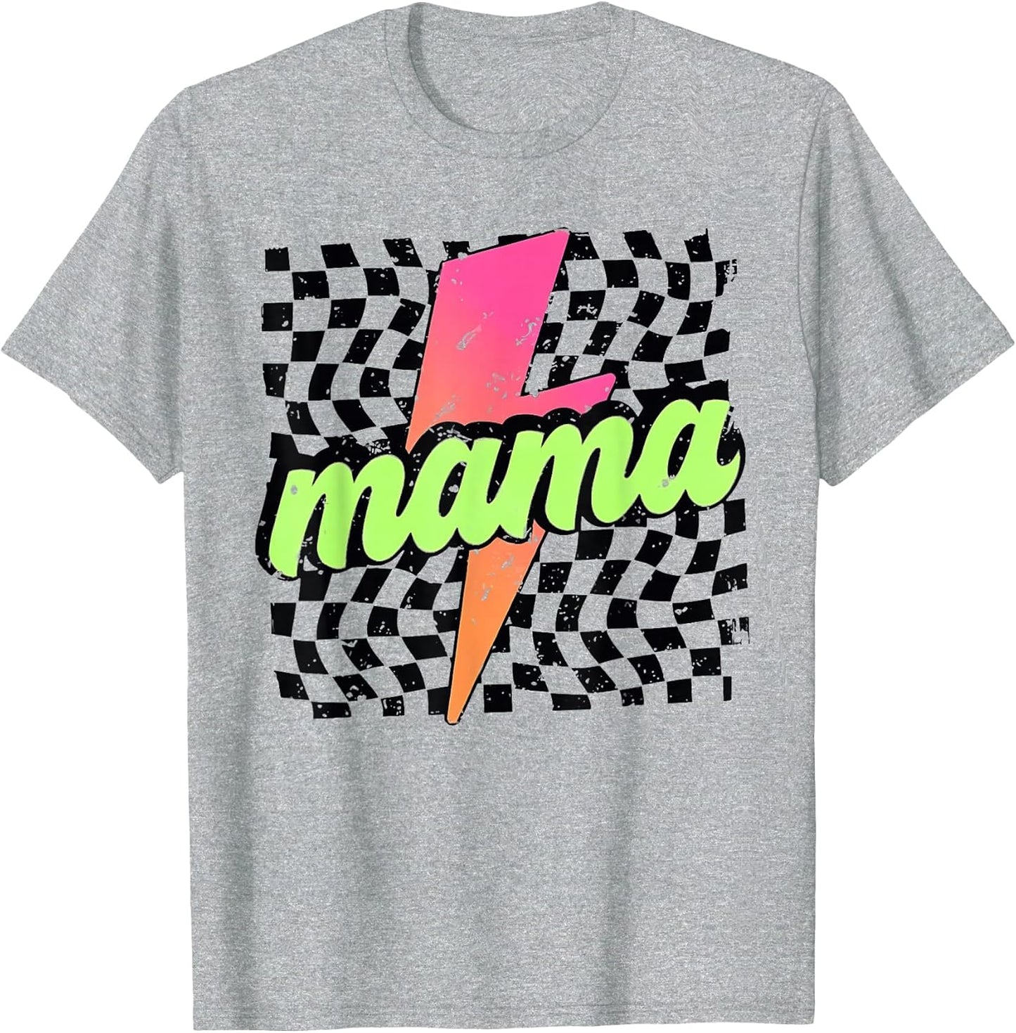Mama Lightning Bolt Checkered Mom Women Mother's Day