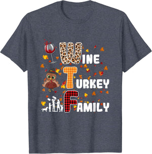 Wine Turkey Family W T F Thanksgiving Day Plaid Leopard