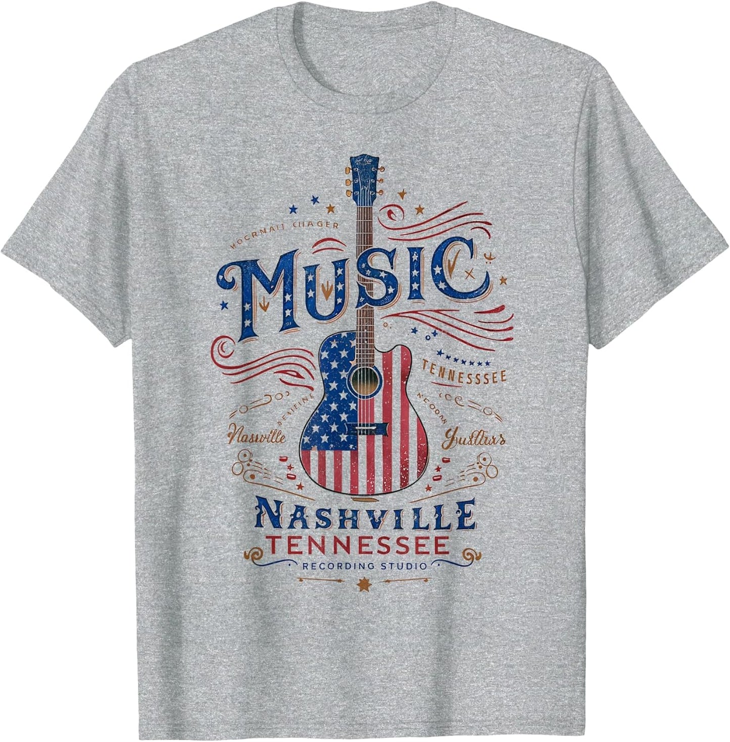 Rock American Flag Patriotic USA Music Nashville Guitar