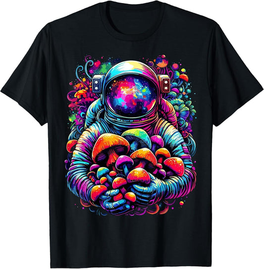 Astronaut with Mushroom in Space Galaxy