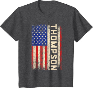 Thompson Last Name Shirt Thompson Name American Flag