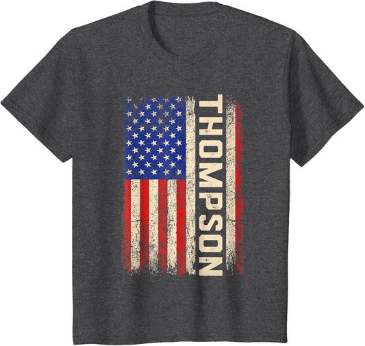 Thompson Last Name Shirt Thompson Name American Flag