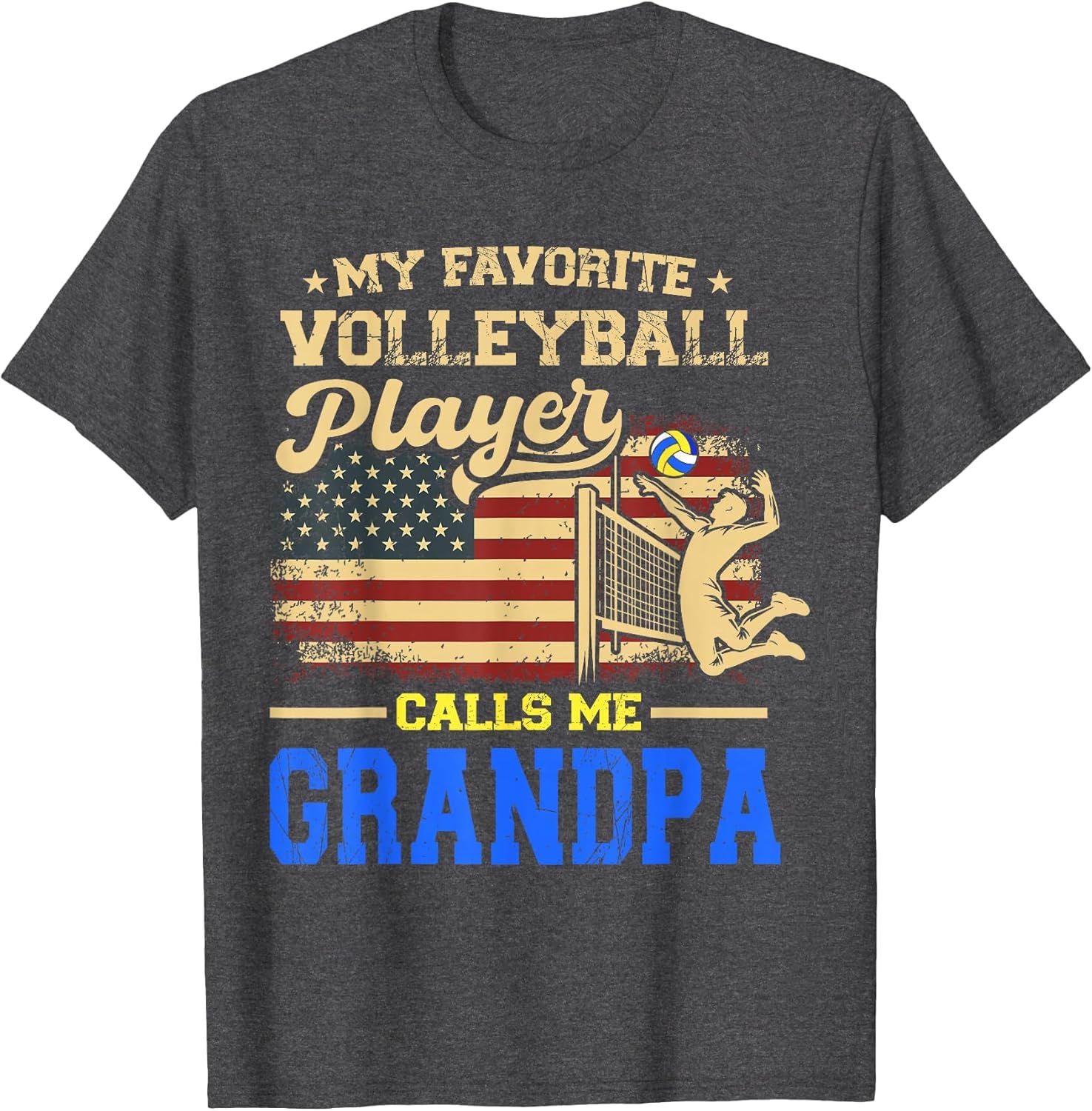 My Favorite Volleyball Player Calls Me Grandpa US Flag