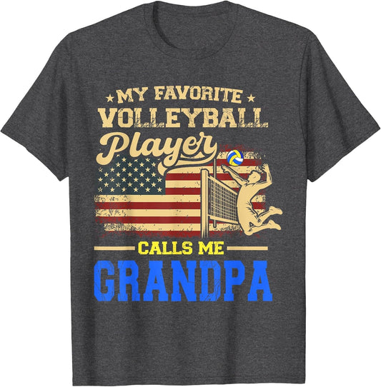 My Favorite Volleyball Player Calls Me Grandpa US Flag
