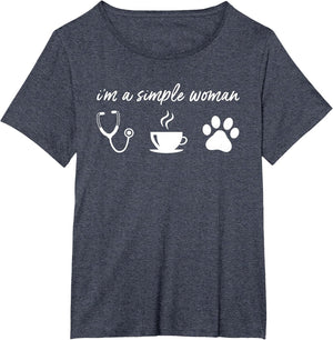I'm a Simple Woman Nurse Coffee Dogs T Shirt Funny Love Paw