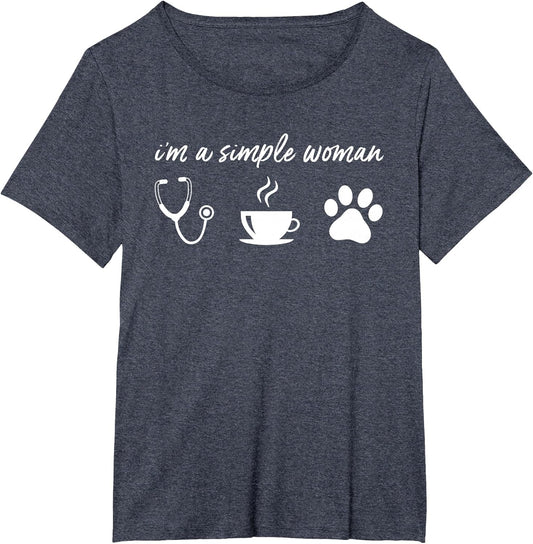 I'm a Simple Woman Nurse Coffee Dogs T Shirt Funny Love Paw