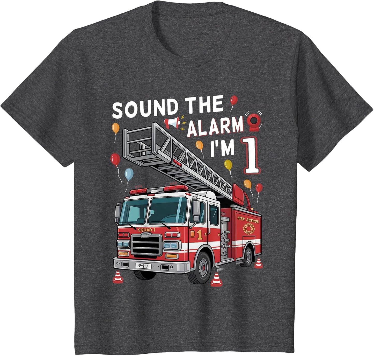 1st Birthday Boy Fire Truck 1 Year Old Boy Girl Firefighter