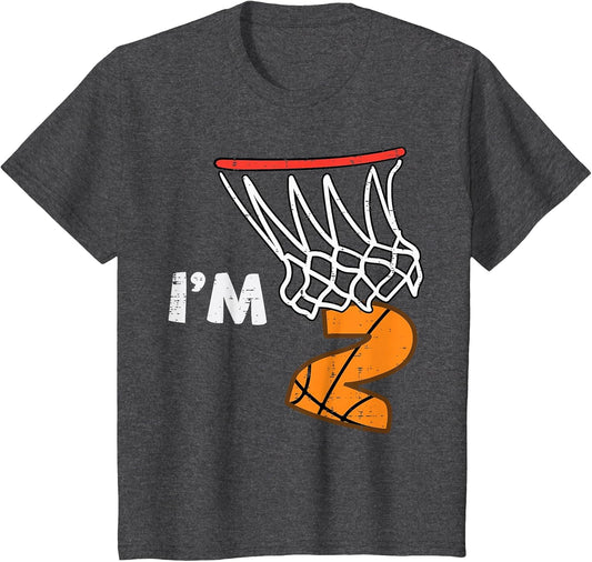Kids 2nd Birthday Basketball Im 2 Two Year Old Bday Toddler Boys