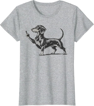 Funny Rude Black Dachshund Dog Meme Middle Finger Wiener Dog
