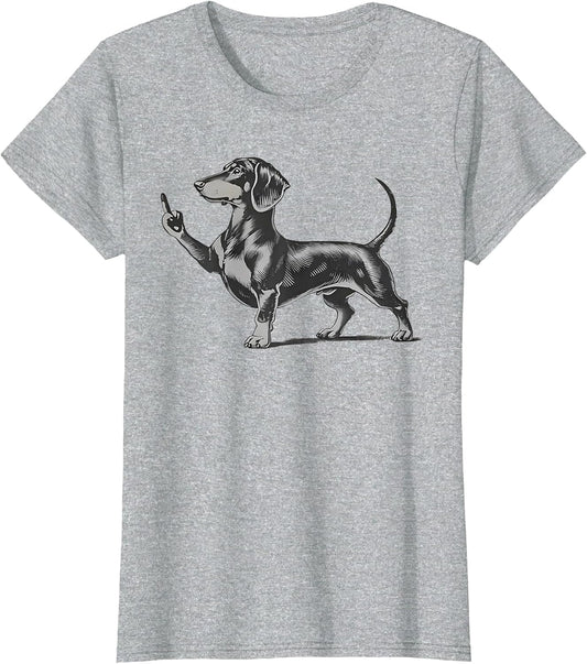 Funny Rude Black Dachshund Dog Meme Middle Finger Wiener Dog