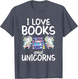 I Like Books and Unicorns Reading Girl