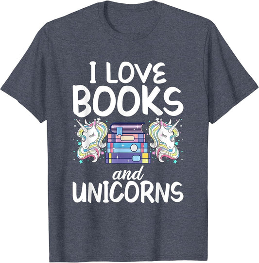 I Like Books and Unicorns Reading Girl