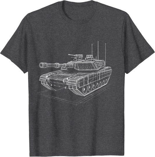 M1 Abrams Blueprint Battle Tank Line Art