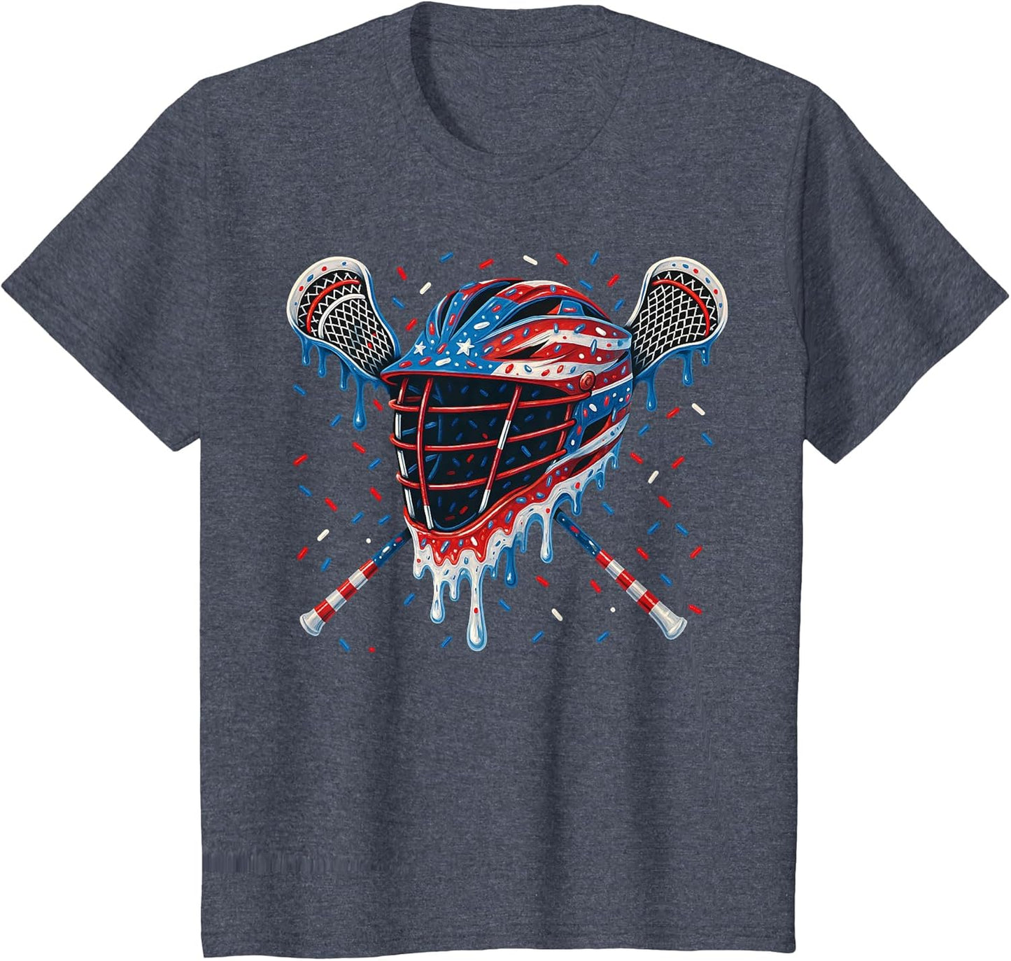 Patriotic American Flag Lacrosse Ice Cream Drip Lax Boys