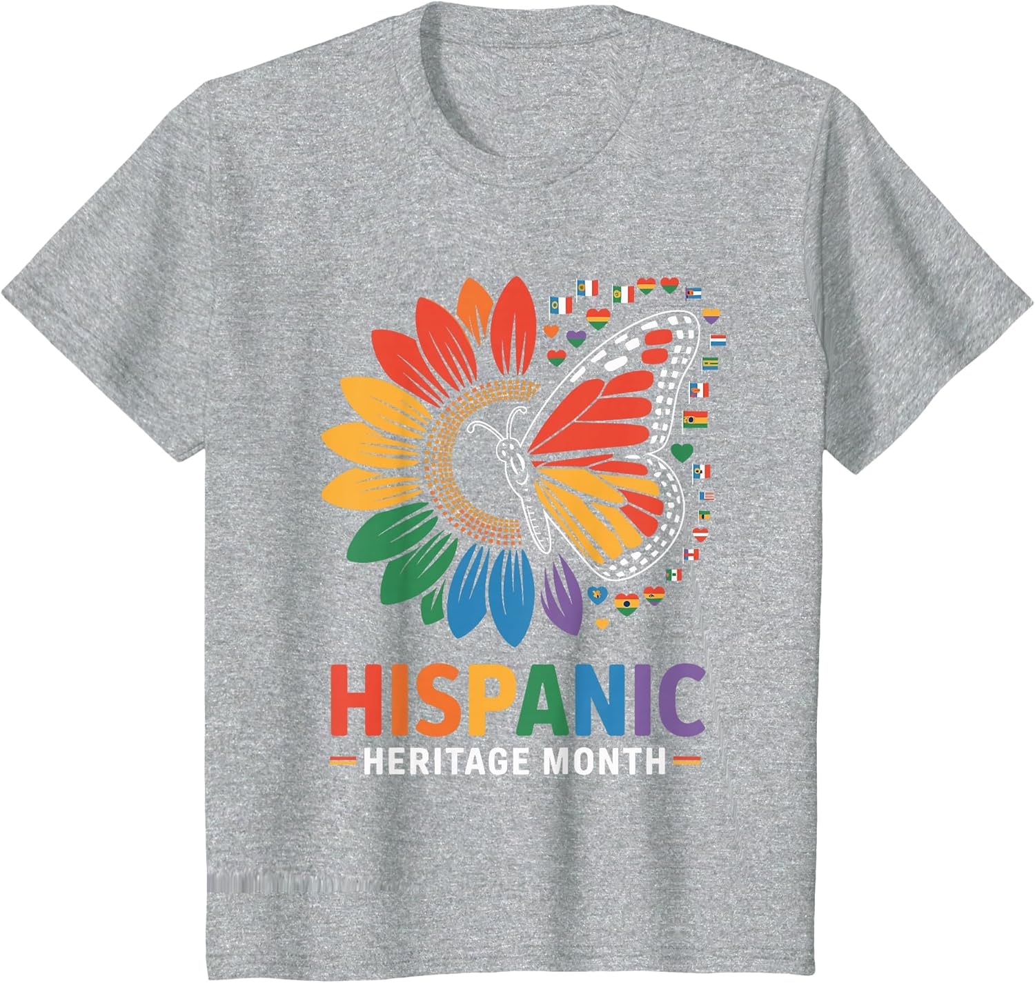 Retro Hispanic Heritage Month Butterfly Sunflower Flags 2025