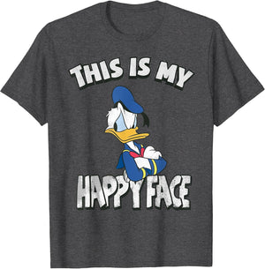 Disney Mickey and Friends Donald Duck Happy Face , Men, Dark Heather Grey, Large