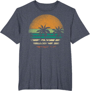 Sunset Beach Palm Trees Summer Vibes Retro Tropical Summer