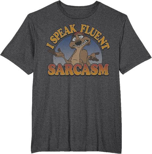 Disney The Lion King Timon I Speak Fluent Sarcasm Distressed , Men's Big and Tall, Dark Heather Grey, 6X Tall