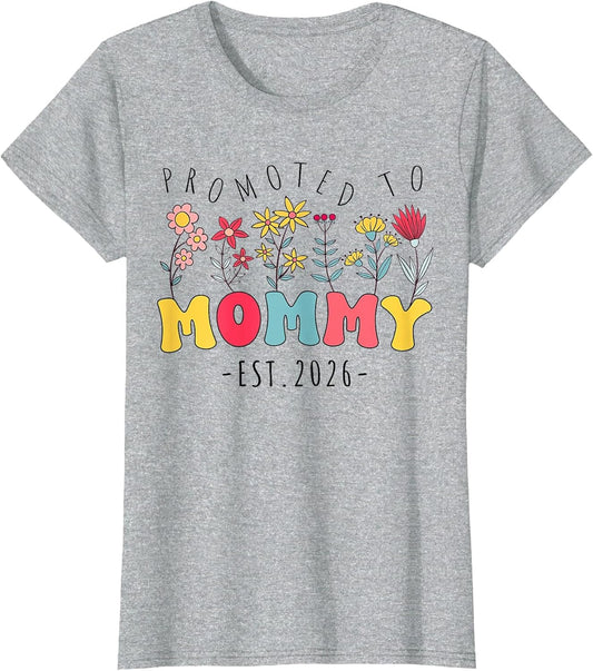 Promoted to Mommy est 2026 Soon to be New Mom Groovy Flowers