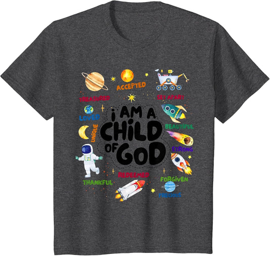 Kids Child of God Outer Space I Am Affirmation Christian Boys