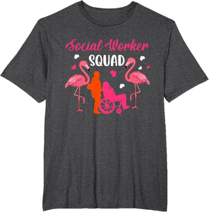 Social Worker Squad Couple Cute Flamingos Matching Proud Job